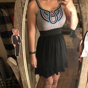 Black, grey, purple, blue dress